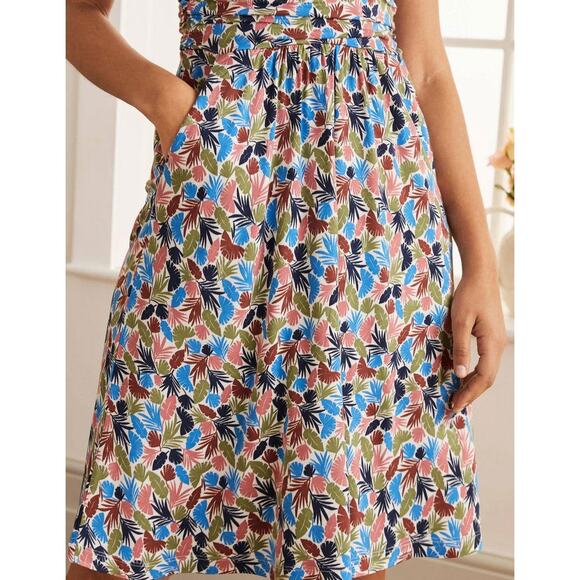 Boden Effie Jersey Dress - Ivory, Palm Leaf Print Size 12 M MEDIUM - Picture 11 of 12